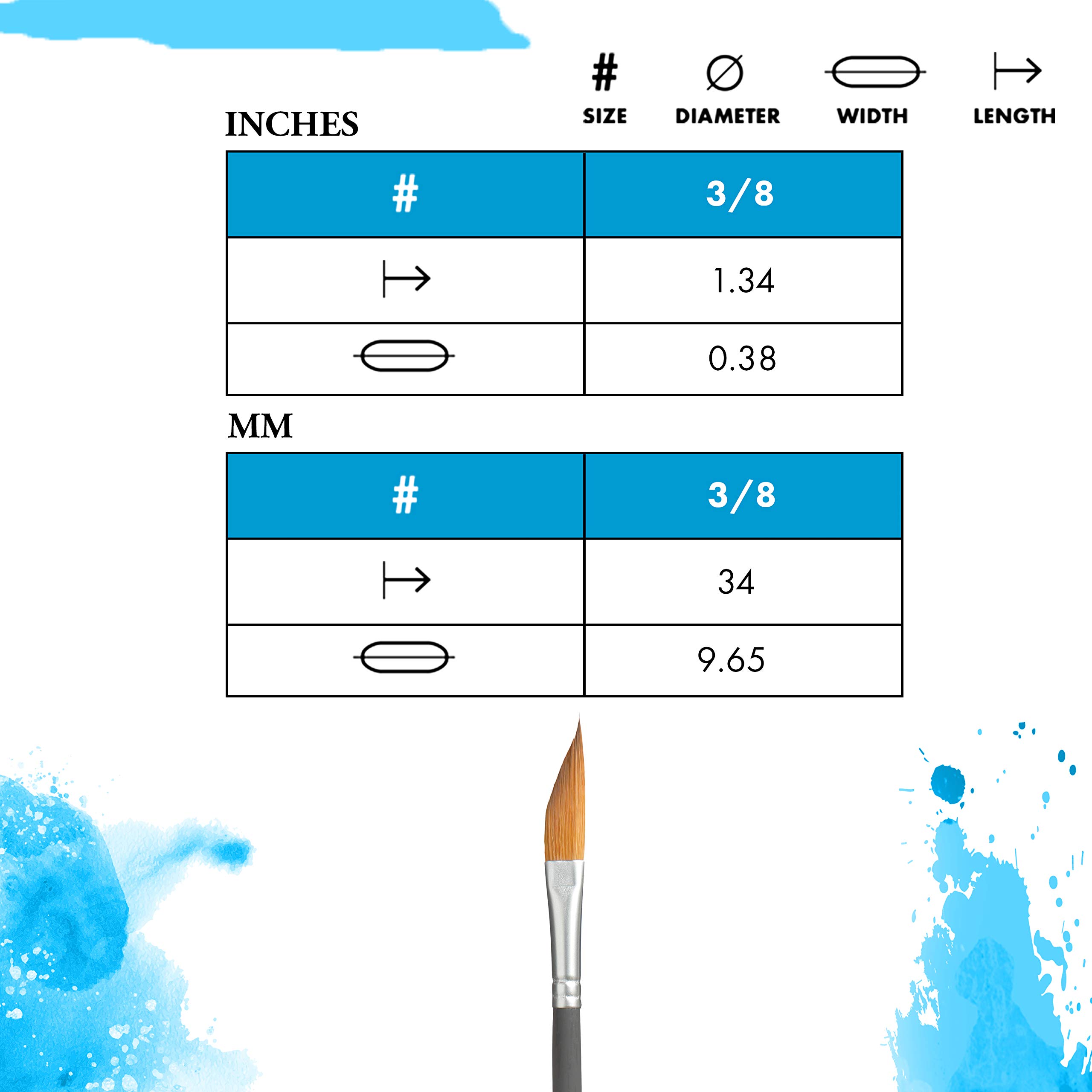 Princeton Aqua Elite Dagger Brush, Synthetic, Short Handle, Size 3/8 inch, 1 Count - Image 3