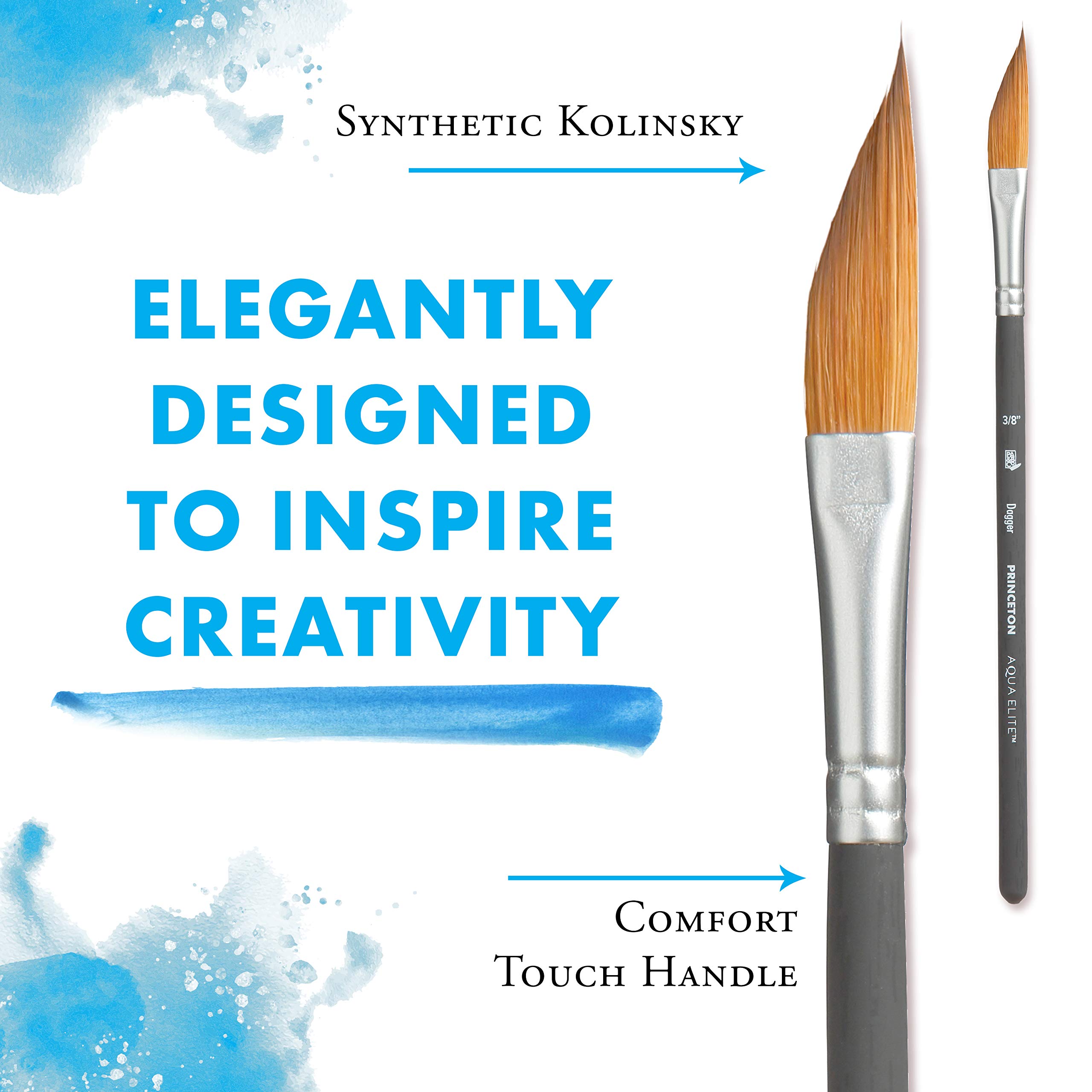 Princeton Aqua Elite Dagger Brush, Synthetic, Short Handle, Size 3/8 inch, 1 Count - Image 4