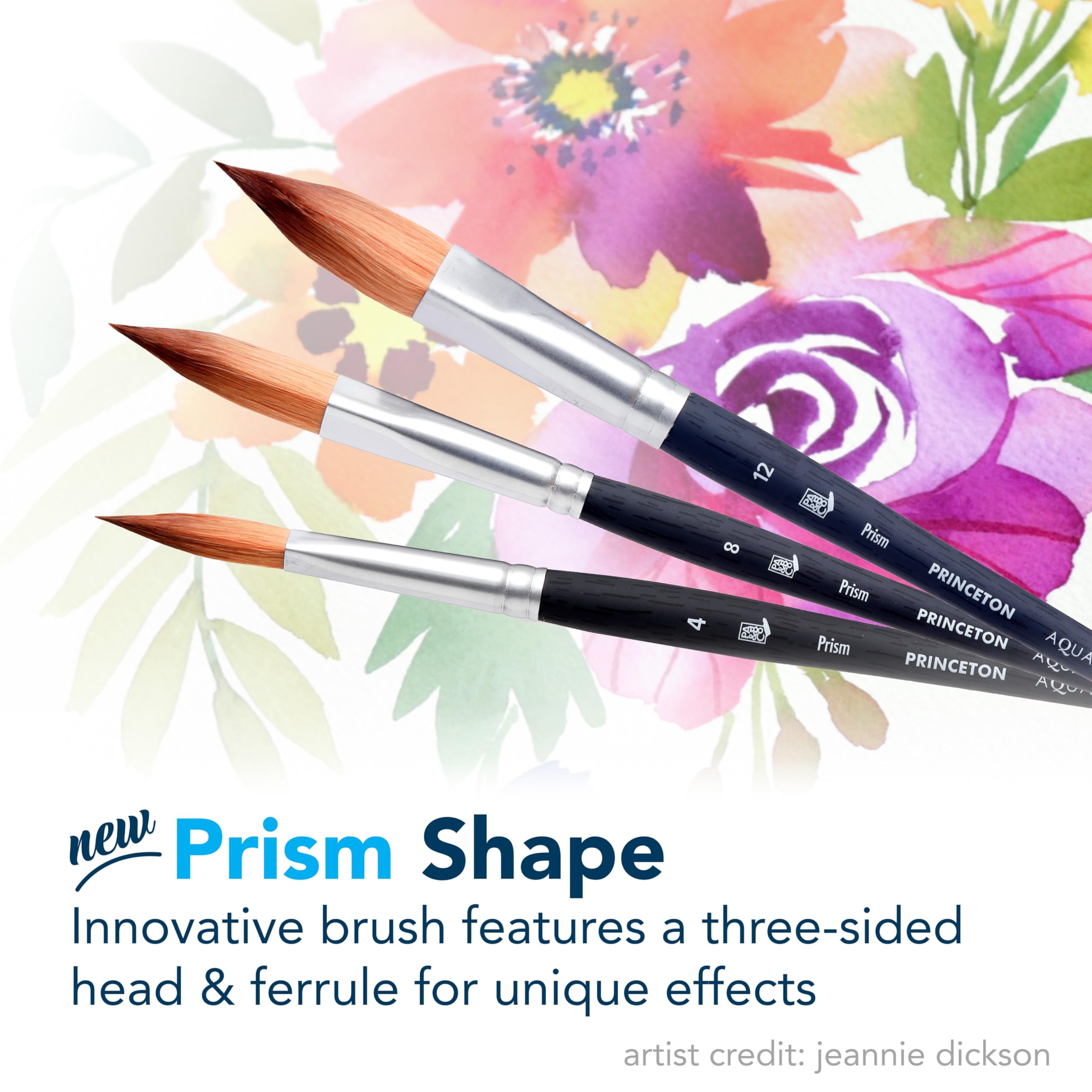 Princeton Aqua Elite Prism Brush, Synthetic Bristles, Short Handle Watercolor Paintbrush, Matte Black, Size 4, 1 Count - Image 3