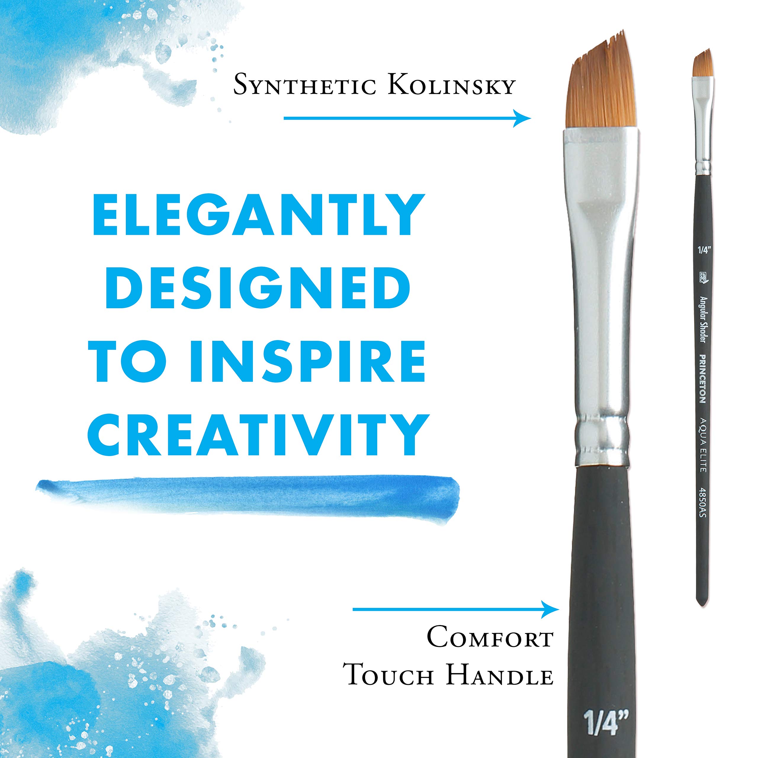 Princeton Aqua Elite, Series 4850, Synthetic Kolinsky Watercolor Paint Brush,Angle Shader, 1/4 Inch - Image 4