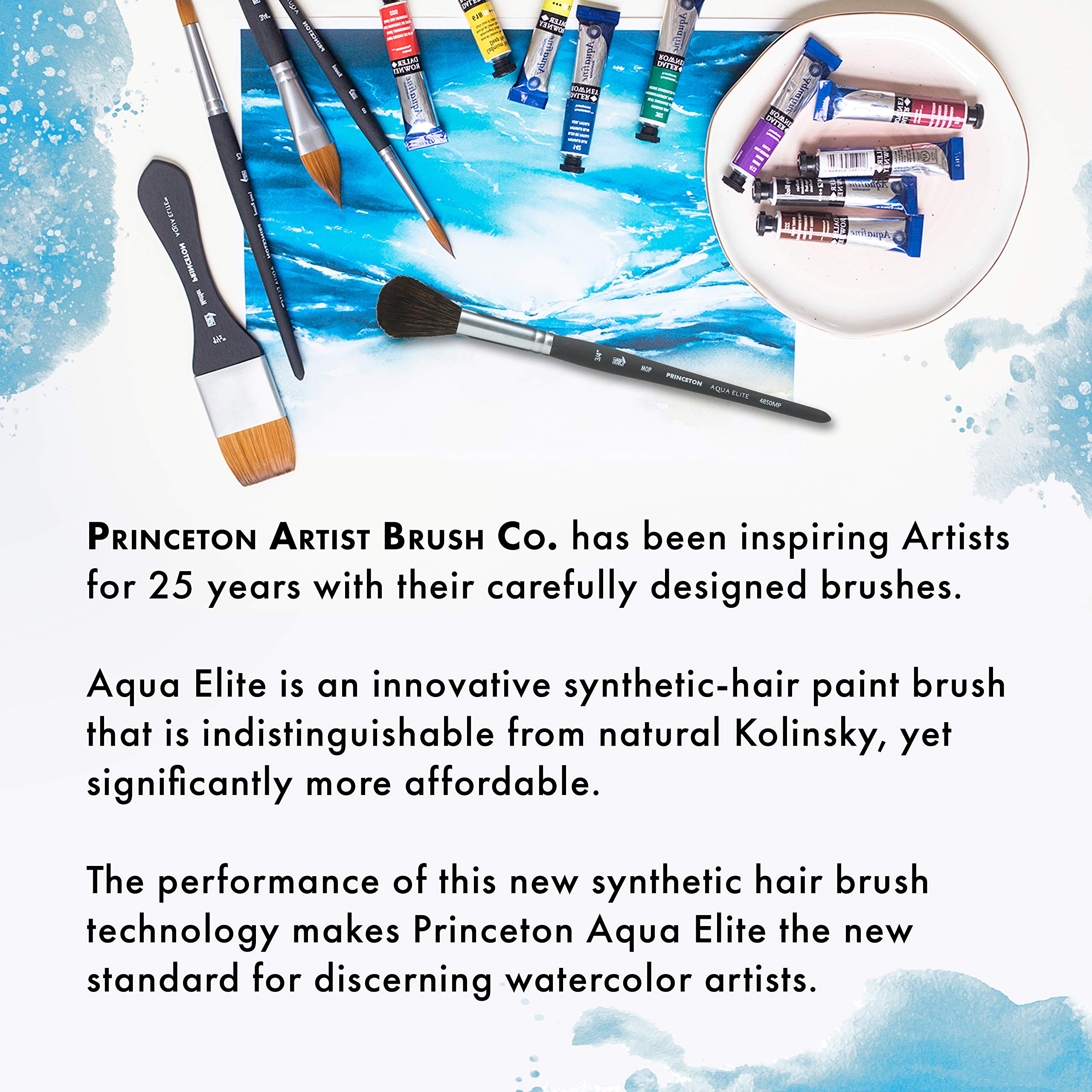 Princeton Aqua Elite, Series 4850, Synthetic Kolinsky Watercolor Paint Brush,Quill, 6 - Image 7
