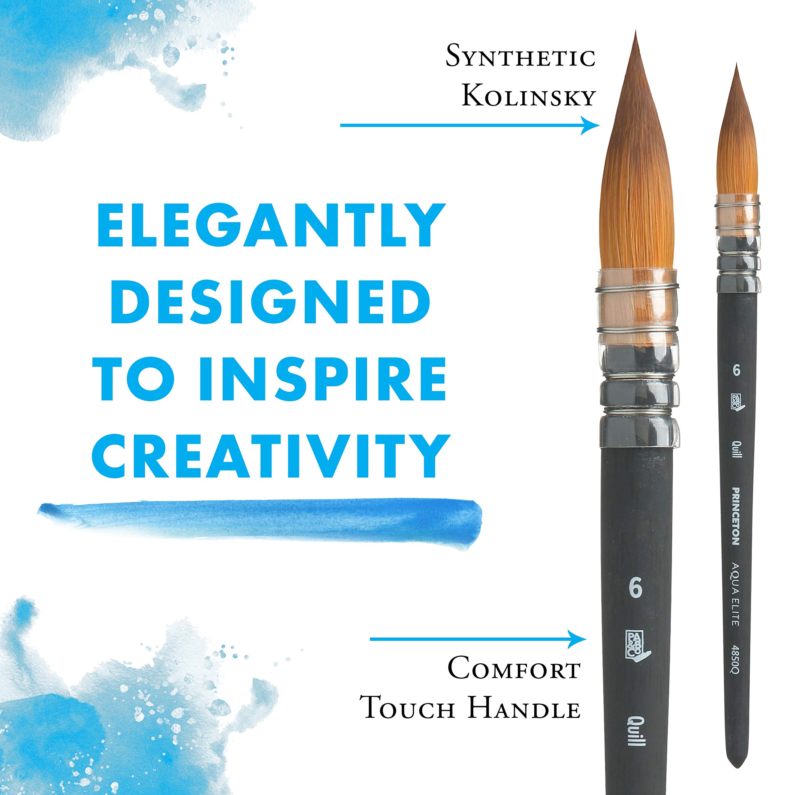 Princeton Aqua Elite, Series 4850, Synthetic Kolinsky Watercolor Paint Brush,Quill, 6 - Image 4