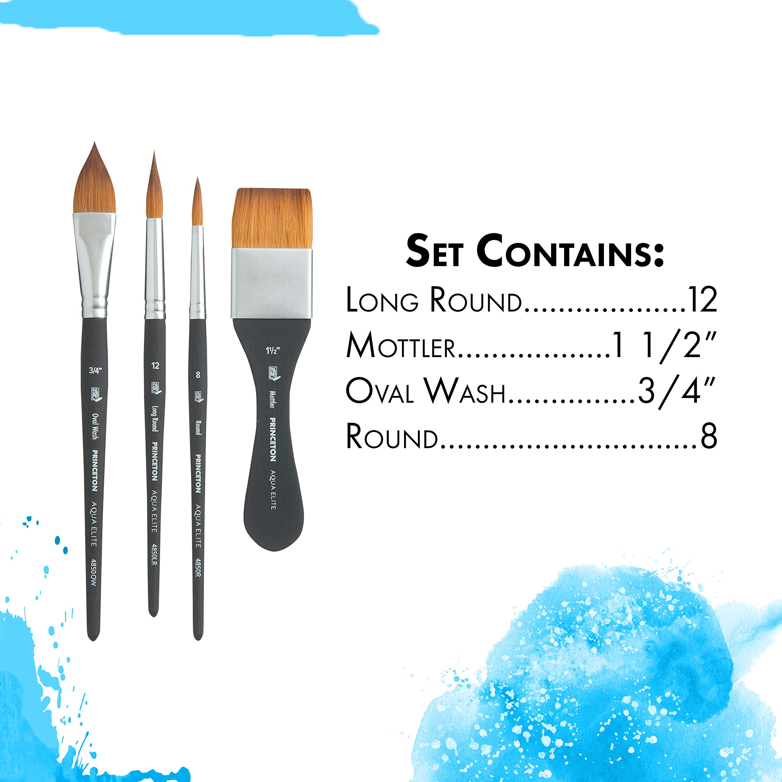 Princeton Aqua Elite Watercolor Brush Box Set, Synthetic, 4 Piece, 1 Count - Image 3