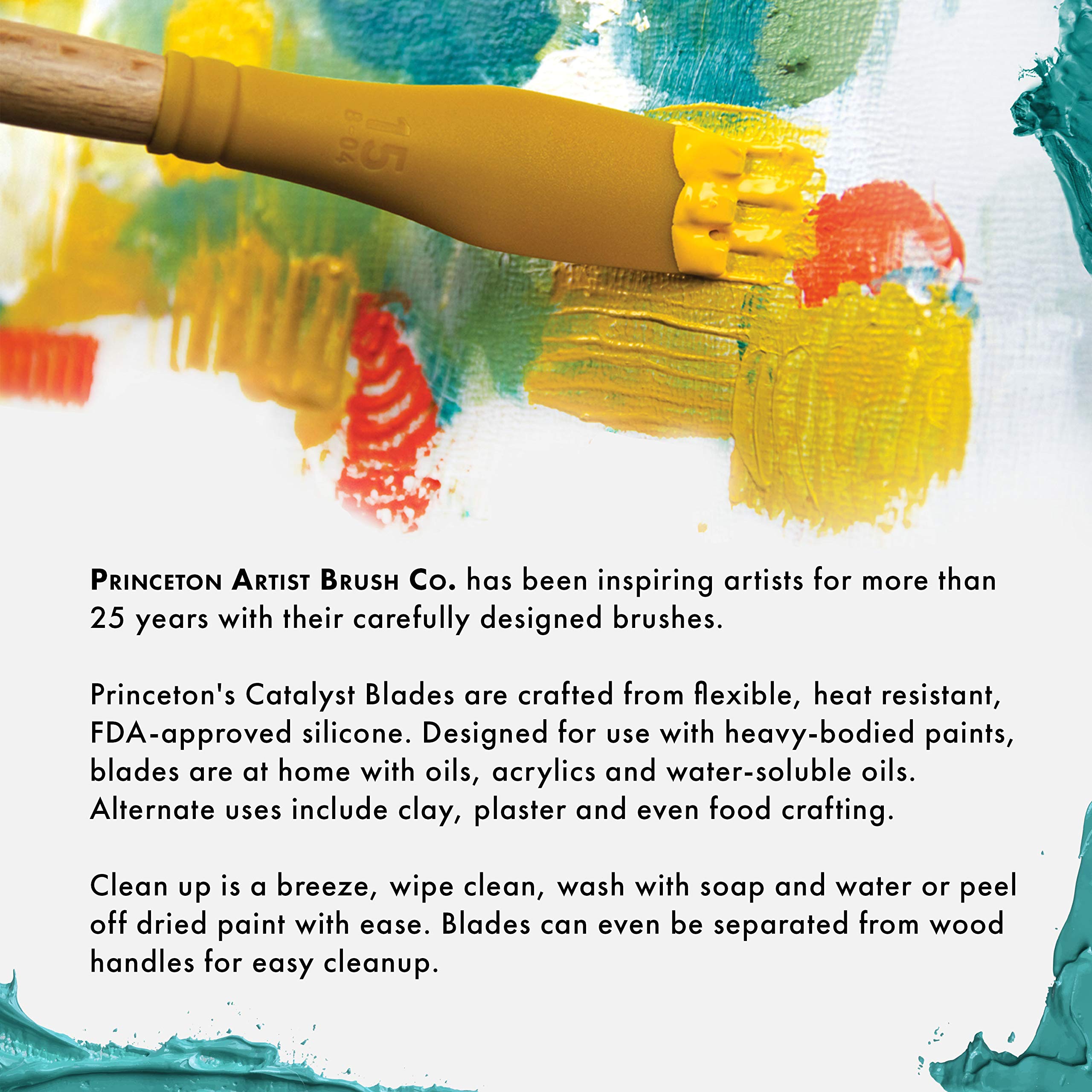 Princeton Catalyst Tools, Art Supplies for Texturizing and Moving Paint, Silicone Blade- 50mm, Yellow - Image 7