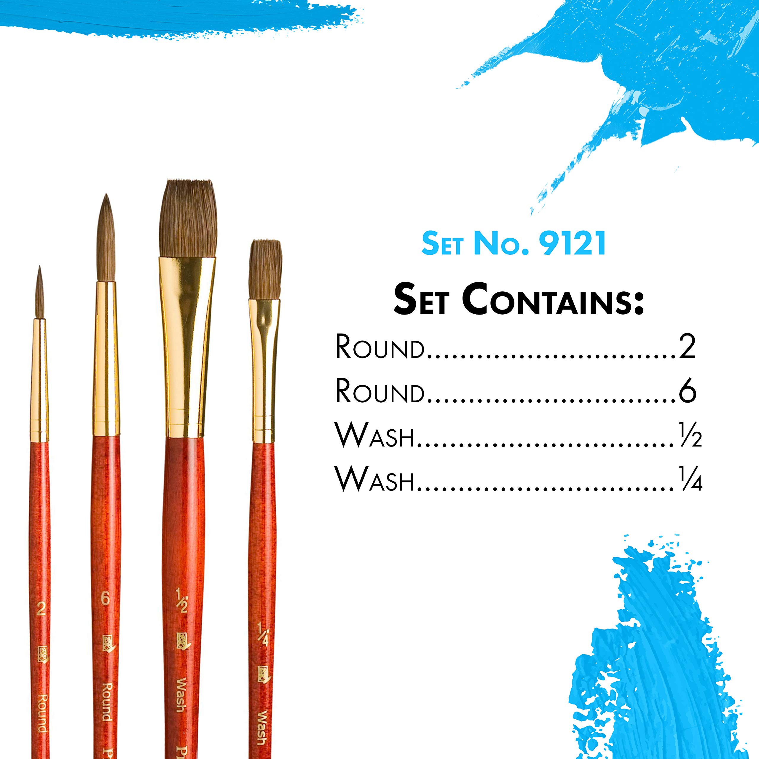 Princeton RealValue Brush Set, Natural, Red Handle, Natural Camel, 4 Piece, 1 Count - Image 3