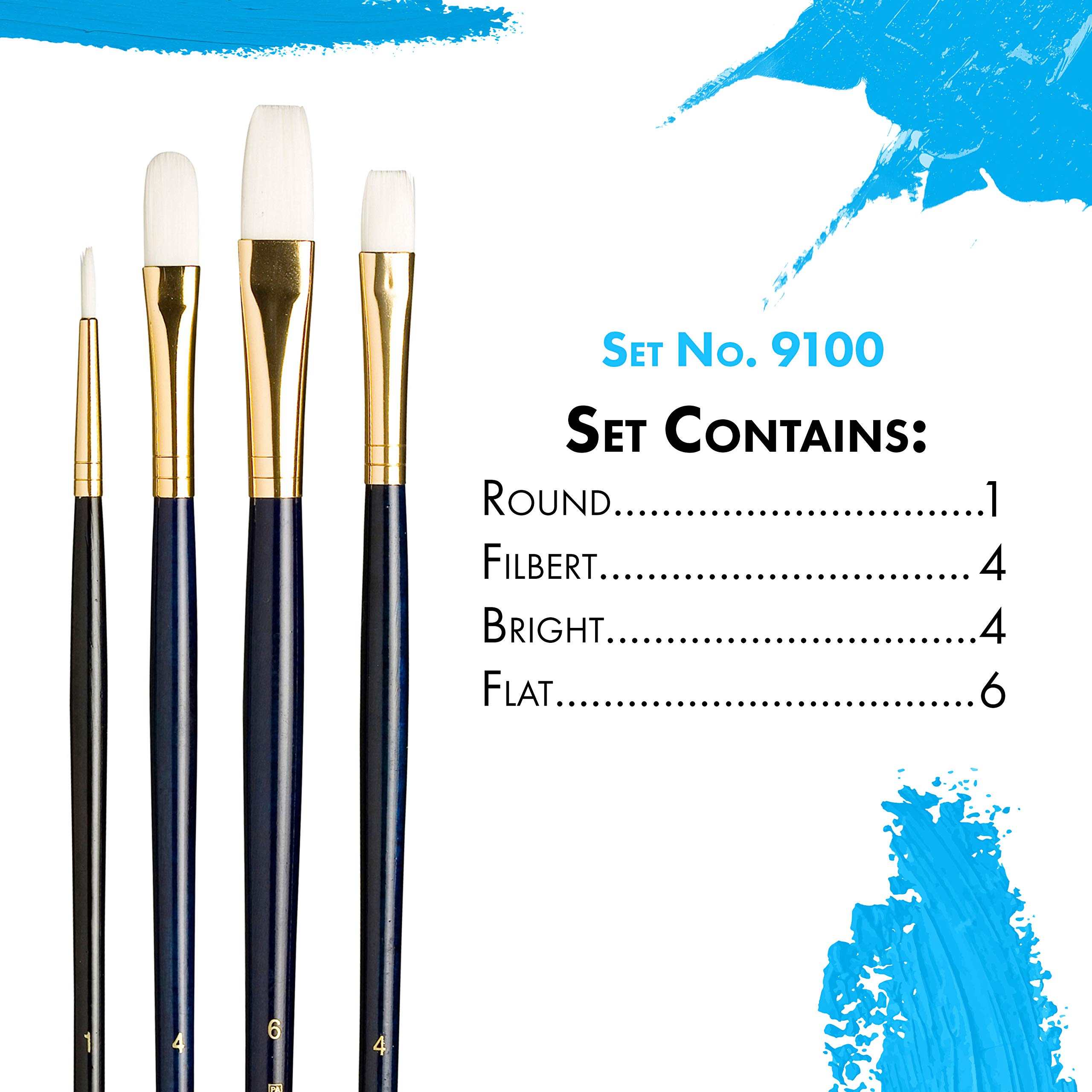 Princeton RealValue Brush Set, White Taklon, Dark Blue Handle, 4 Piece, 1 Count - Image 3