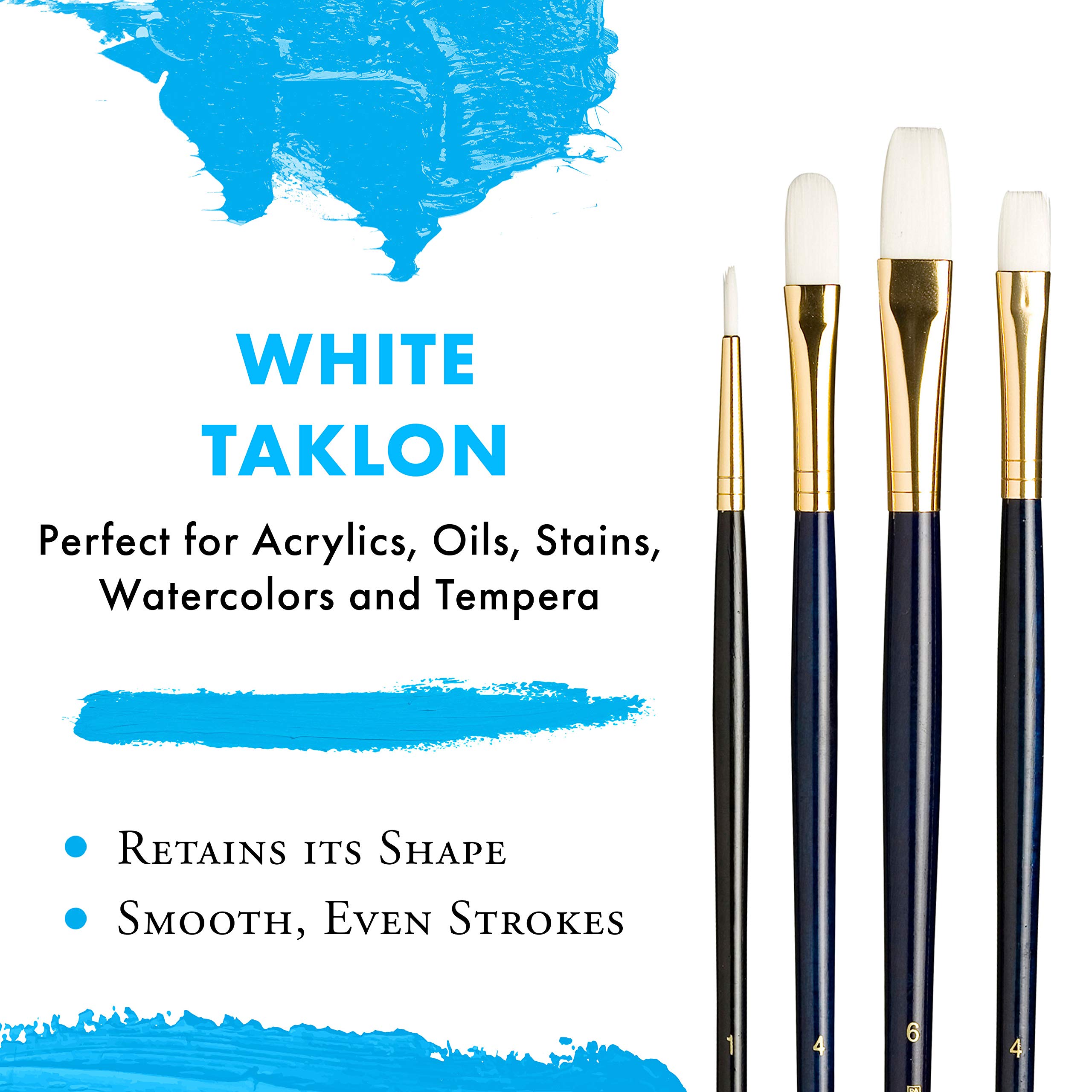 Princeton RealValue Brush Set, White Taklon, Dark Blue Handle, 4 Piece, 1 Count - Image 4