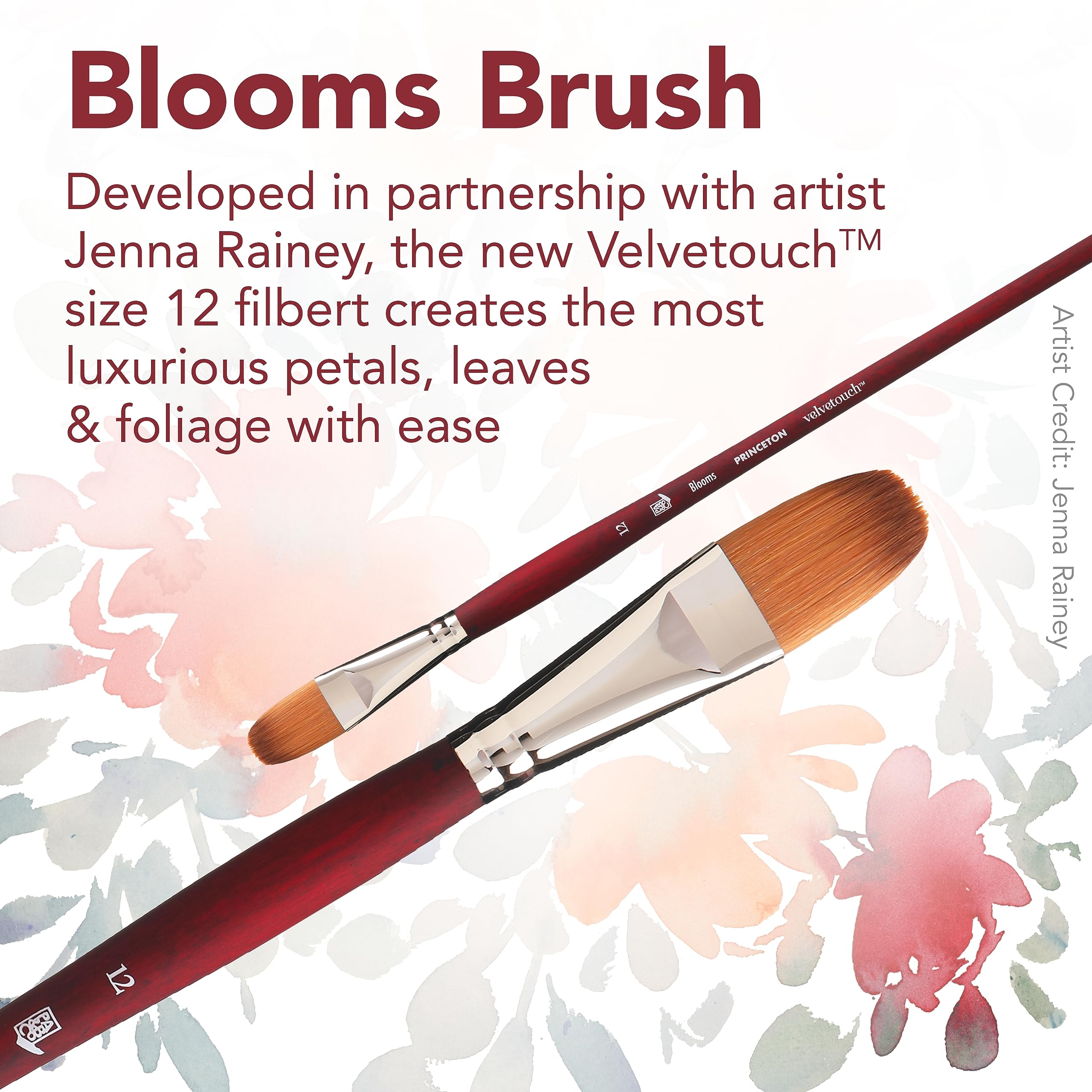 Princeton Velvetouch Jenna Rainey Blooms Brush, Long Handle, Size 12 - Professional Artist Brushes for Mixed Media, Acrylic, Oil - Image 5