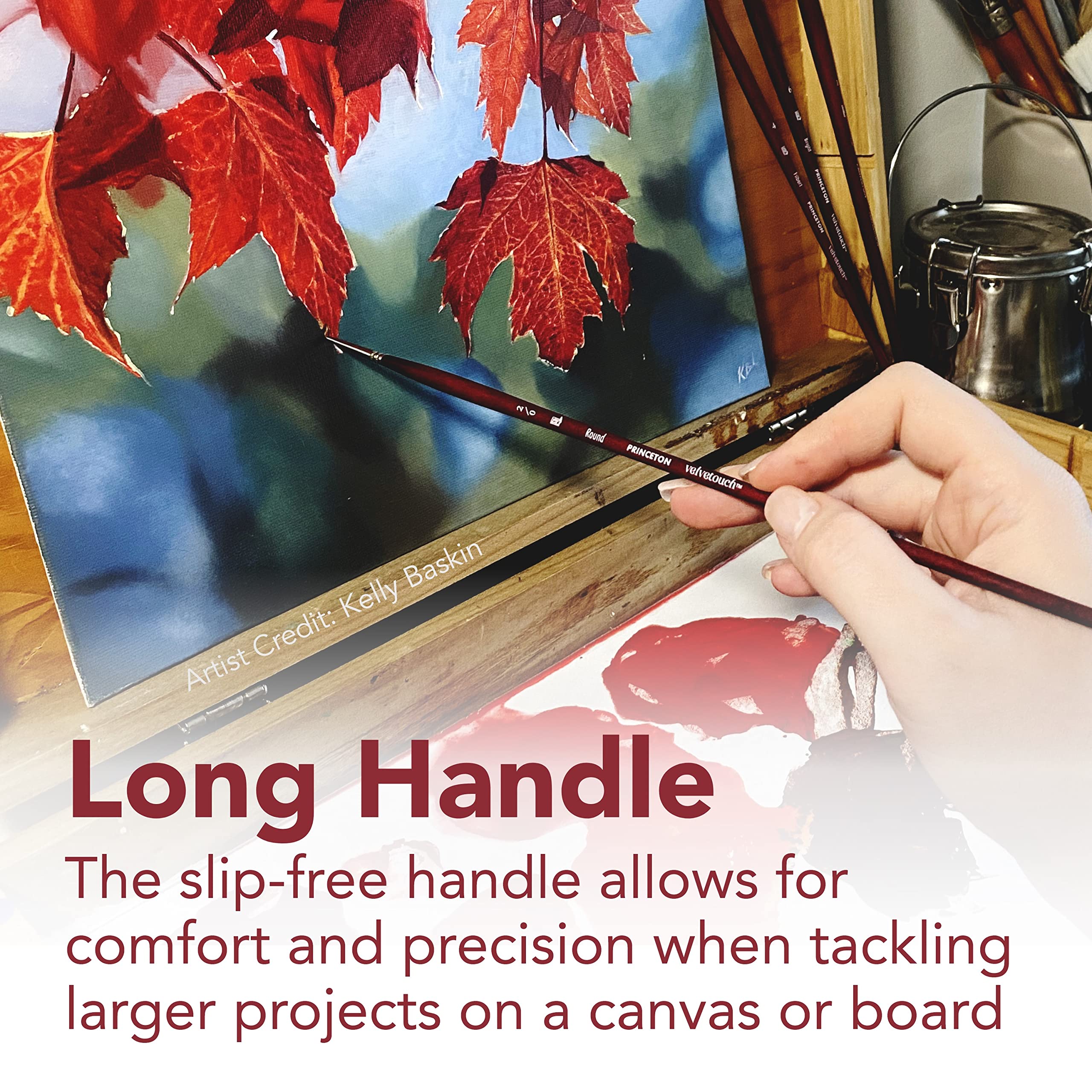 Princeton Velvetouch Jenna Rainey Blooms Brush, Long Handle, Size 12 - Professional Artist Brushes for Mixed Media, Acrylic, Oil - Image 3